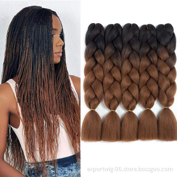 synthetic Hair Box Braids 24inch cheap Jumbo crochet braided hair extension bulk pre stretched expression braiding hair